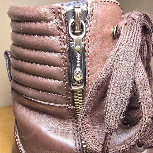 Blondo Mady Leather Brown Zip and Lace up Boots Combat Womens 7.5 Msrp $150 - Picture 6 of 12